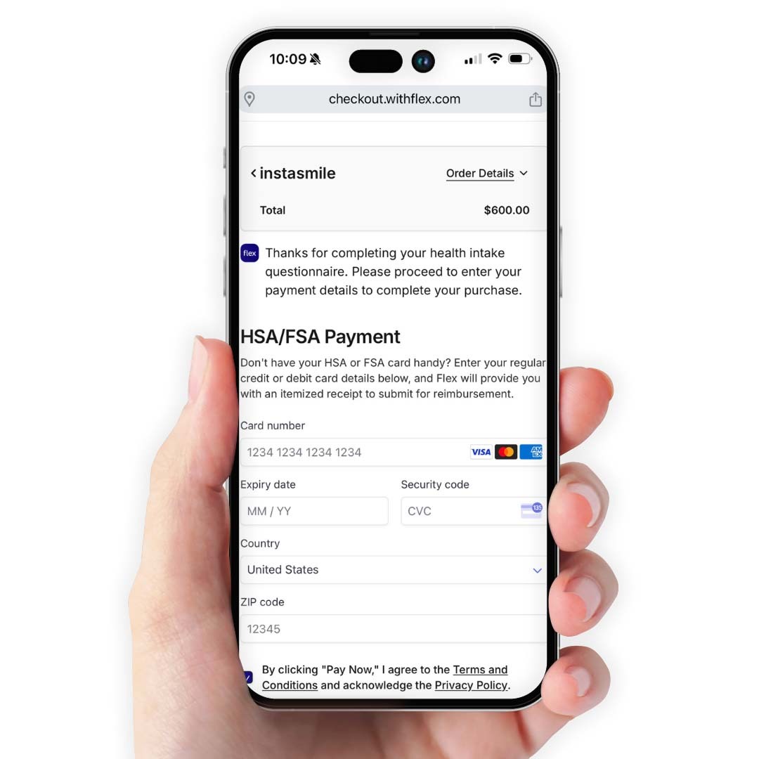 HSA and FSA payment information for INSTAsmile customers