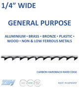 bandsaw blades,1/4" Carbon, Hardback, Hard Edge (.025in)