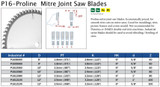 PROLINE MITRE JOINT SAW BLADES,P1608060,P1609060,P1610060,P1610080,P1612080,P1612100,P1612105