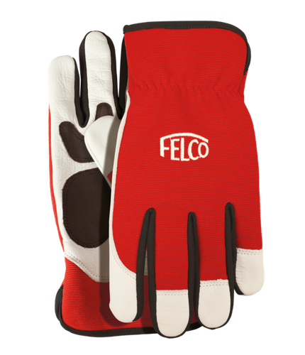 13702XL,Felco 702XL Workwear gloves, red & white, partly constructed with genuine leather, size xl