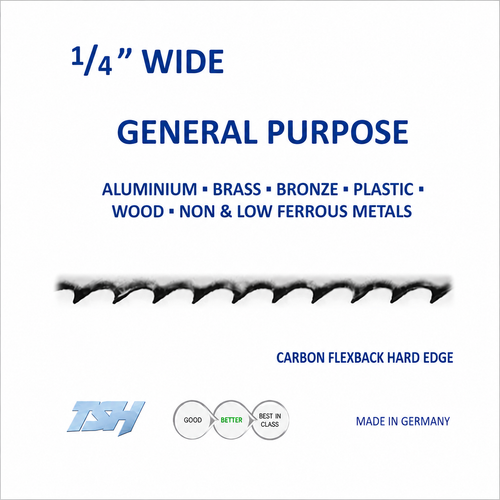 bandsaw blades,1/4" Carbon, Flexback, Hard Edge (.025in)