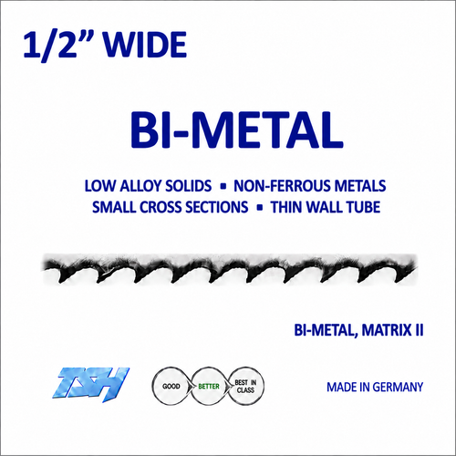 bandsaw blades,1/2" Bi-Metal, Matrix II (.025in)