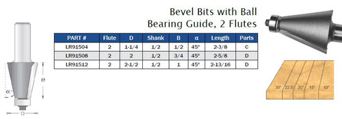 Bevel Bits with Ball Bearing, 2 Flutes