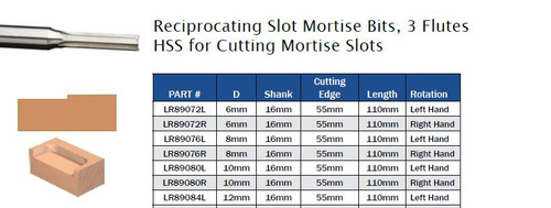 ROUTER BITS RECIPROCATING SLOT MORTISE BITS THREE FLUTES,LR89072R,LR89076L,LR89076R,LR89080L,LR89080R,LR89084L,LR89084R,LR89088L,LR89088R,LR89092L,LR89092R,LR89094L,LR89094R,LR89096L,LR89096R