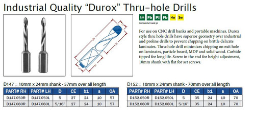 CNC TOOLING DRILLS ADAPTERS INDUSTRIAL QUALITY DUROX THRU HOLE,D147.050R,D147.080R,D147.050L,D147.080L,D152.050R,D152.080R,D152.050L,D152.080L