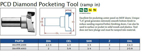 CNC TOOLING PCD DIAMOND ROUTER TOOLS POCKETING RAMP IN,DIA-RTR.2009,DIA-RTR.4003