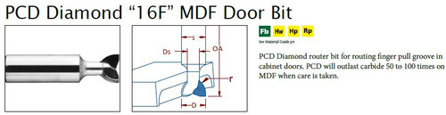 PCD Diamond "16F" MDF Door Bit