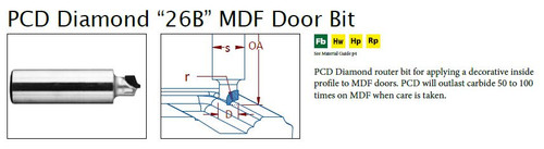 PCD Diamond "26B" MDF Door Bit