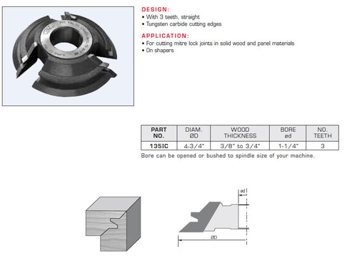 CUTTERS COMBINATIONS REVERSIBLE MITRE JOINT,135IC