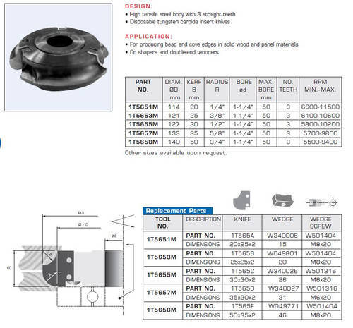 TOOLHEADS DISPOSABLE CARBIDE KNIVES BEAD COVE STRAIGHT TEETH,1T5651M,1T5653M,1T5655M,1T5657M,1T5658M