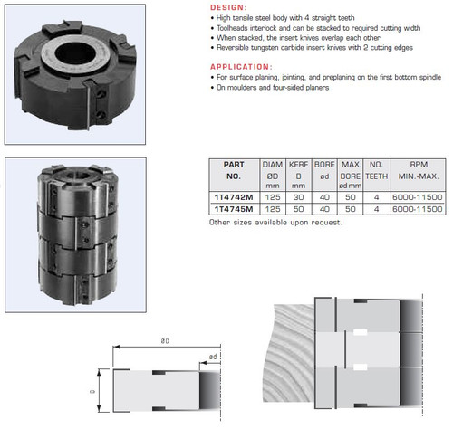 TOOLHEADS DISPOSABLE CARBIDE KNIVES STACKABLE INTERLOCKING,1T4742M,1T4745M