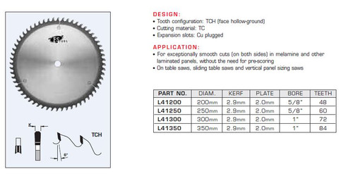 SAW BLADES INDUSTRIAL QUALITY HOLLOW FACE,L41200,L41250,L41300,L41350,L42220-H,L42250,L42251,L42300-58,L42300,L42350