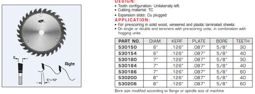 SAW BLADES INDUSTRIAL QUALITY RIGHT HAND SCORING