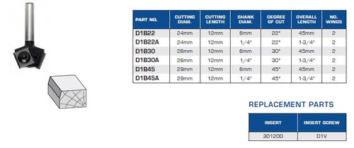 ROUTER BITS INDUSTRIAL QUALITY BEVEL TRIM INSERT ROUTER WITHOUT GUIDE D1B22 D1B22A D1B30 D1B30A D1B45 D1B45A