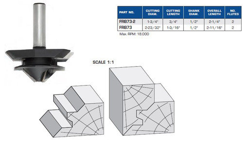 ROUTER BITS INDUSTRIAL QUALITY LOCK MITER NINTY DEGREE CORNER FRB73-2 FRB73