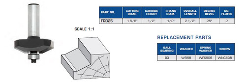 ROUTER BITS INDUSTRIAL QUALITY PROVINCIAL PROFILE BALL BEARING GUIDE FRB25