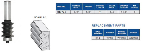 Triple Beading Profile Bits with Ball Bearing Guide R=1/8