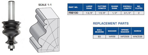 ROUTER BITS INDUSTRIAL QUALITY TRADITIONAL DOUBLE BEAD EDGE MOULDING BALL BEARING GUIDE FRB100