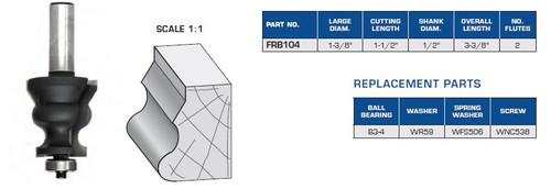 Ogee with Splay Edge Moulding Bit with Ball Bearing Guide