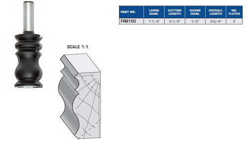 Fluted Ogee with Beak Crown Moulding Bit 2 Flutes