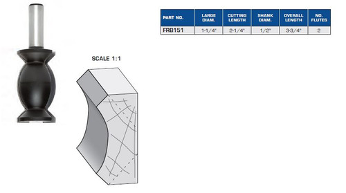 ROUTER BITS INDUSTRIAL QUALITY SPLAYED CAVETTO CROWN MOULDING BIT TWO FLUTES FRB151