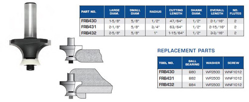 Corner Rounding Bits with Radius "No Mark" Ball Bearing