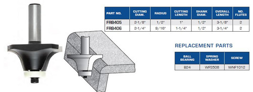 ROUTER BITS INDUSTRIAL QUALITY ROUNDING OVER UNDERMOUNT BOWL NO MARK BALL BEARING GUIDE FRB405 FRB406