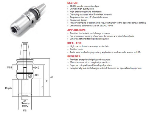 PRECISION CNC TOOLING FS SK30 HYDRO GRIP SLENDER HYDRALIC TOOLHOLDER ISO30 BT30 SPINDLES ETPHGS1/2SK30 ETPHGS3/4SK30 ETPHGS100SK30 ETPHGS012SK30 ETPHGS016SK30 ETPHGS020SK30 ETPHGS025SK30
