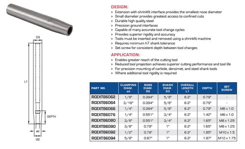 Toolholder Extensions Shrinkfit Type