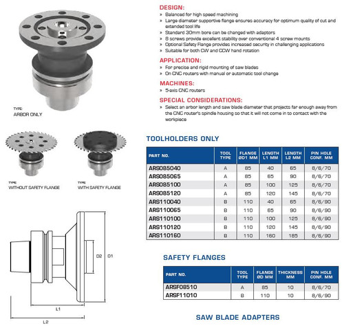 HSK63F Saw Blade Toolholder for CNC Routers