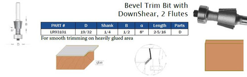 Bevel Trim Bit with DownShear, 2 Flutes