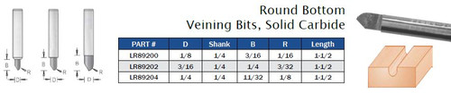 Round Bottom Veining Bits, Solid Carbide