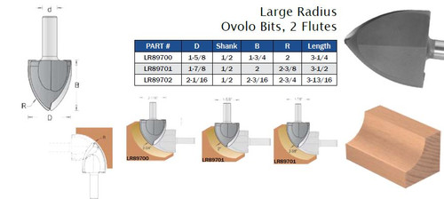 Large Radius Ovolo Bits, 2 Flutes