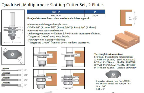 Quadriset Multipurpose Slotting Cutter Set, 2 Flutes