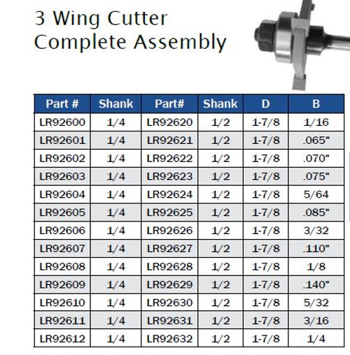 3 Wing Cutter Complete Assembly