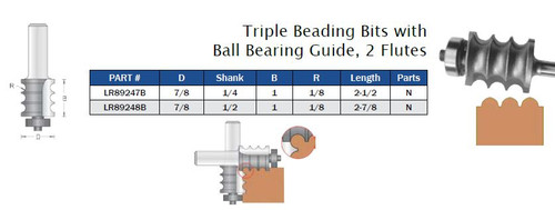 Triple Beading Bits with Ball Bearing, 2 Flutes