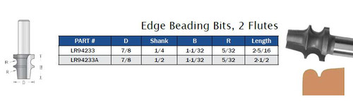 Edge Beading Bits, 2 Flutes