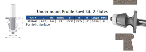 Undermount Profile Bowl Bit, 2 Flutes