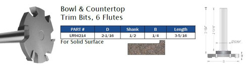 Bowl and Countertop Trim Bits, 6 Flutes