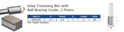 Inlay Trimming Bits with Ball Bearing, 2 Flutes