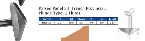 Raised Panel Bit, French Provincial, Plunge Type, 2 Flutes