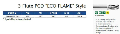 3 Flute PCD "ECO-FLAME" Style