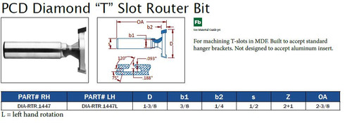 PCD Diamond "T" Slot Router Bit