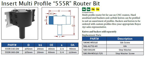Insert Multi Profile "555R" Router Bit