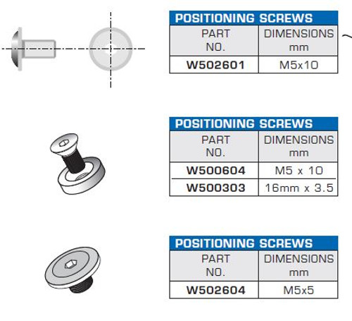 Replacement Parts - Positioning Screws