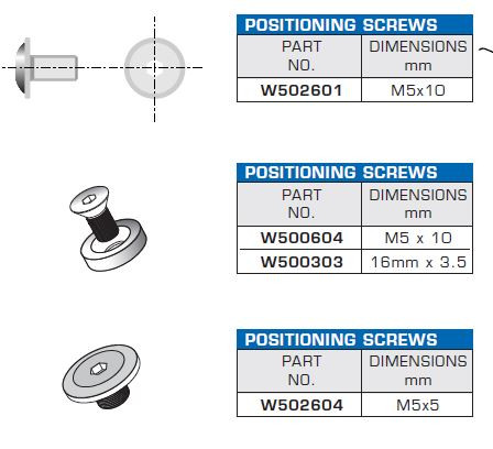 TOOLHEADS DISPOSABLE CARBIDE KNIVES REPLACEMENT PARTS POSITIONING SCREWS,W502601,W500604,W500303,W502604