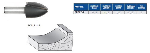 ROUTER BITS INDUSTRIAL QUALITY COVE PROFILE RAISED PANELS VERTICAL 5 AXIS USE FRB25-7