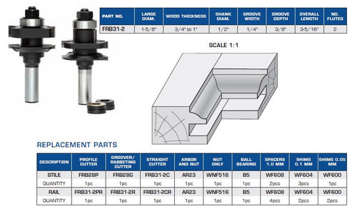 Ogee Stile and Rail Cope and Stick, 2pc Set