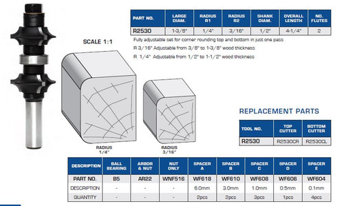 Adjustable Rounding Over Set 3 Wings Double Radius
