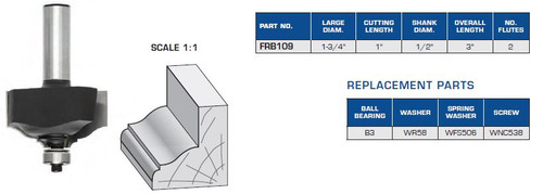 Ogee with Bead Edge Moulding Bit with Ball Bearing Guide